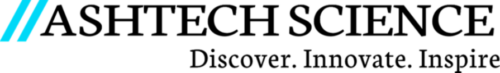 Ashtech Science logo met slogan Discover. Innovate. Inspire.