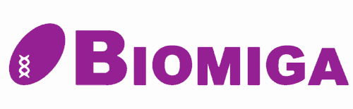 Biomiga logo – fabrikant van DNA- en RNA-extractiekits en PCR-reagentia, leverancier via Inacom Instruments
