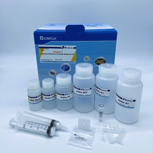 BioMiga kit voor EndoFree Plasmid Midiprep extractie.