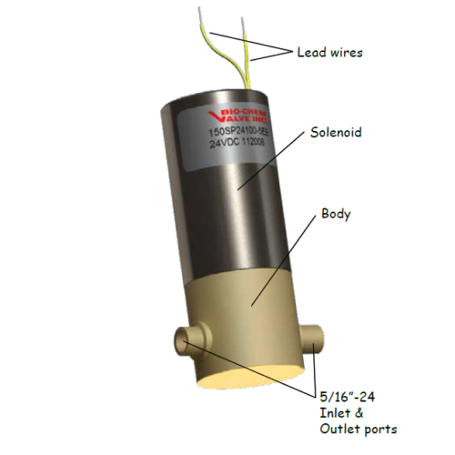 Bio-Chem Fluidics 150SP micro-pump grote volumes met PPS behuizing en 5/16"-24 UNF aansluitingen voor OEM precisiedosering